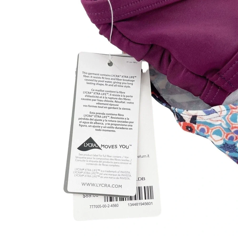 Athleta‎ Marrakesh Side Scrunch Tankini 32D/DD Quick Dry Lycra UPF 50+ Swim Top